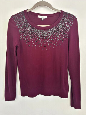 Milly Beaded Crew Neck Sweater